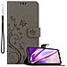 Custodia Compatibile Con Sony Xperia 10 Iii In Grigio Fiore - Coperchio Protettivo In Design Floreale Con Chiusura Magnetica, Funzione Stand E Slot Per Carte - Foto miniatura 1