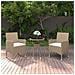 Set Mobili Da Pranzo Per Giardino 3 Pz In Polyrattan Beige - Foto miniatura 1