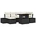 Set Divano Giardino con Cuscini Black Poly Rattan 7 Pezzi - Foto miniatura 1