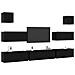 Set di Mobili TV da 7 pezzi da Parete in Rovere Nero in Legno Ingegnerizzato - Foto miniatura 3