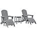 Set Lounge Giardino 3 Pezzi Grigio Chiaro HDPE, Sedia Adirondack  con Poggiapiedi Grigio Chiaro HDPE, Tavolino Laterale  Grigio Chiaro 38x38x45 cm HDPE - Foto miniatura 1