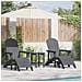 Set Lounge Giardino 3 Pezzi Grigio Chiaro HDPE, Sedia Adirondack  con Poggiapiedi Grigio Chiaro HDPE, Tavolino Laterale  Grigio Chiaro 38x38x45 cm HDPE - Foto miniatura 2