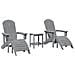 Set Lounge Giardino 3 Pezzi Grigio Chiaro HDPE, Sedia Adirondack  con Poggiapiedi Grigio Chiaro HDPE, Tavolino Laterale  Grigio Chiaro 38x38x45 cm HDPE - Foto miniatura 3