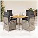 Set da Pranzo da Giardino 5 pz con Cuscini in Polyrattan Grigio - Foto miniatura 2