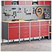 Set di mobili da lavoro 4 pezzi rosso e grigio in legno ingegnerizzato e acciaio - Foto miniatura 3
