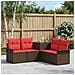 Set di divani 5 pz Marrone e Rosso Rattan sintetico e Acciaio - Foto miniatura 6