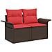 Set di divani 5 pz Marrone e Rosso Rattan sintetico e Acciaio - Foto miniatura 10