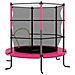 Trampolino con Rete di Sicurezza Rotondo 140x160 cm Rosa - Foto miniatura 3