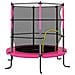 Trampolino con Rete di Sicurezza Rotondo 140x160 cm Rosa - Foto miniatura 1