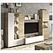 Parete Attrezzata Raleigh, Mobile Da Soggiorno Porta Tv Modulare, Composizione Salotto Con Pensili E Vetrine E Luce Led, 260x42h185 Cm, Rovere E Bianco - Foto miniatura 1