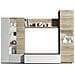 Parete Attrezzata Raleigh, Mobile Da Soggiorno Porta Tv Modulare, Composizione Salotto Con Pensili E Vetrine E Luce Led, 260x42h185 Cm, Rovere E Bianco - Foto miniatura 4