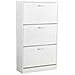 Scarpiera 3 Ante Ripiani Doppia Profondita Legno Mdf 63x24x115 Bianco Frassinato - Foto miniatura 3