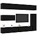 Set di mobili TV da 7 pezzi montato a parete in rovere nero in legno ingegnerizzato - Foto miniatura 3