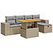 Set Divano da Giardino 6 pz con Cuscini Beige Polyrattan Acacia - Foto miniatura 1