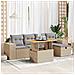 Set Divano da Giardino 6 pz con Cuscini Beige Polyrattan Acacia - Foto miniatura 2
