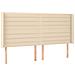 Testiera a LED Crema 203x23x118/128 cm in Tessuto - Foto miniatura 3