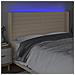 Testiera a LED Crema 203x23x118/128 cm in Tessuto - Foto miniatura 4