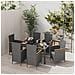 Set da Giardino 7 pz con Cuscini in Polyrattan Nero e Grigio - Foto miniatura 2