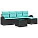 Set Divano da Giardino con cuscino 6 pcs Nero Poly Rattan - Foto miniatura 1