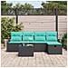 Set Divano da Giardino con cuscino 6 pcs Nero Poly Rattan - Foto miniatura 3