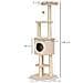 Albero Tiragraffi Robusto Per Gatti Con Cuccia E Corda Sisal Beige - Foto miniatura 3
