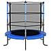 Trampolino con Rete di Sicurezza Rotondo 140x160 cm Blu - Foto miniatura 2