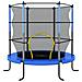 Trampolino con Rete di Sicurezza Rotondo 140x160 cm Blu - Foto miniatura 4