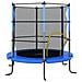 Trampolino con Rete di Sicurezza Rotondo 140x160 cm Blu - Foto miniatura 1
