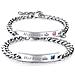 Coppia Bracciali ""his Queen"" ""her King"" Acciaio Al Titanio Argento 2 Pezzi - Foto miniatura 5