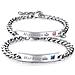 Coppia Bracciali ""his Queen"" ""her King"" Acciaio Al Titanio Argento 2 Pezzi - Foto miniatura 3