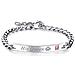 Coppia Bracciali ""his Queen"" ""her King"" Acciaio Al Titanio Argento 2 Pezzi - Foto miniatura 1