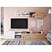 Parete Attrezzata Miami, Mobile Da Soggiorno Porta Tv Reversibile, Composizione Per Salotto Con Pensile E Mensola, 220x40h44 Cm, Rovere Effetto Nodi E Bianco - Foto miniatura 1