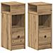 Comodini 2 Pz Con Cassetto Rovere Artigianale 25x31x66 Cm - Foto miniatura 2