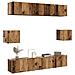 Set Mobile Tv 6 Pz Montato A Parete Legno Antico In Truciolato - Foto miniatura 1