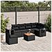 Set Divani da Giardino con Cuscini 7pz Nero Polyrattan - Foto miniatura 2