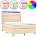 Letto a Molle con Materasso e LED Crema 140x200 cm in Tessuto - Foto miniatura 1