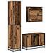 Set di mobili per il bagno con lo scaffale 3 pcs Legno vecchio - Foto miniatura 9