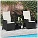 Sedia da Giardino 2 pcs Nero e Crema 56 x 60 x 112 cm - Foto miniatura 3