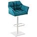 Sgabello Alto Bar Damaso I Sgabello Design Cucina Trapuntato in Tessuto con Braccioli E Schienale Imbottiti l Sedia Sgabello Bar Pub con Poggiapiedi Turchese Bianco - Foto miniatura 1