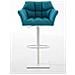 Sgabello Alto Bar Damaso I Sgabello Design Cucina Trapuntato in Tessuto con Braccioli E Schienale Imbottiti l Sedia Sgabello Bar Pub con Poggiapiedi Turchese Bianco - Foto miniatura 2