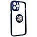 Cover Iphone 14 Pro Max Bimateria Anello Metallico Supporto Blu - Foto miniatura 4