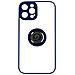Cover Iphone 14 Pro Max Bimateria Anello Metallico Supporto Blu - Foto miniatura 1