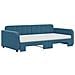 Divano Letto Estraibile Con Materassi Blu 100x200 Cm Velluto - Foto miniatura 7