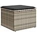 Sgabello Giardino E Cuscino Grigio Chiaro 55x55x37cm Polyrattan - Foto miniatura 2