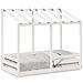Letto Per Bambini Con Tetto Bianco 70x140cm Legno Massello Pino - Foto miniatura 2