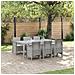Set da pranzo da giardino da 7 pezzi con cuscini Grigio Chiaro Polyrattan - Foto miniatura 2