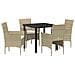 Set da Pranzo per Giardino con cuscino 5 pcs Beige Poly Rattan - Foto miniatura 1