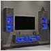 Mobili TV a Muro con LED 6pz Grigio Cemento Legno Multistrato - Foto miniatura 2