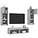 Mobili TV a Muro con LED 6pz Grigio Cemento Legno Multistrato - Foto miniatura 4