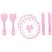Set Coppia Piatti E Posate Rosa - Foto miniatura 1